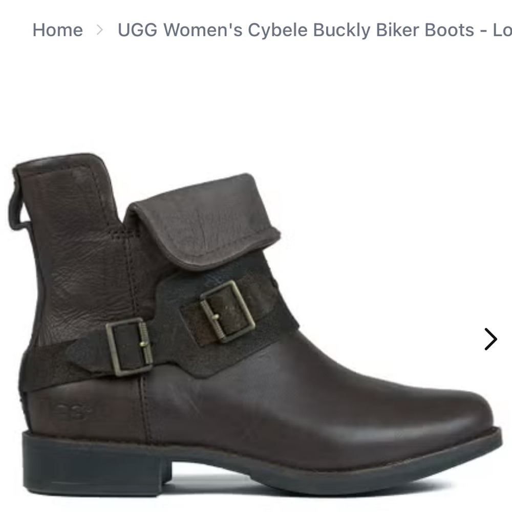 UGG Women's Cybele Buckly Biker Boots - Lodge size 10
